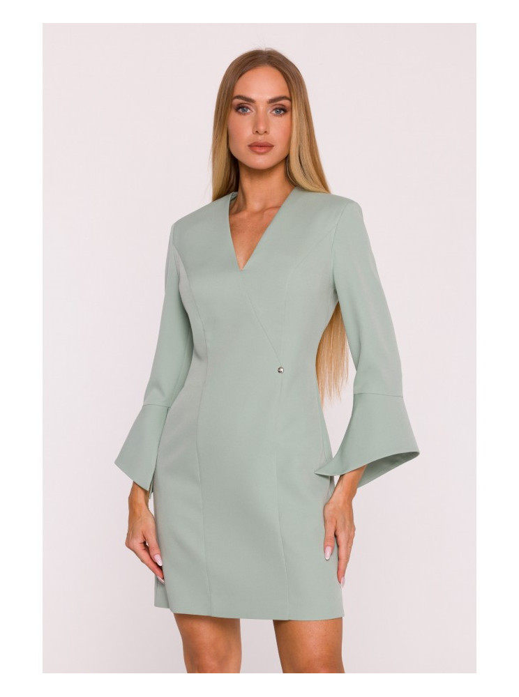 M876 Suknelė plačiais rankogaliais - mėtinė