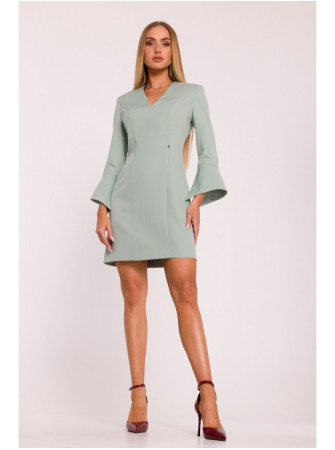 M876 Sukarpyta suknelė su plačiais rankogaliais - mėtinė