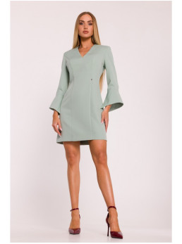 M876 Sukarpyta suknelė su plačiais rankogaliais - mėtinė
