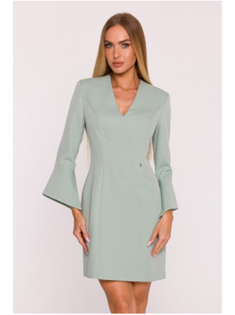 M876 Sukarpyta suknelė su plačiais rankogaliais - mėtinė