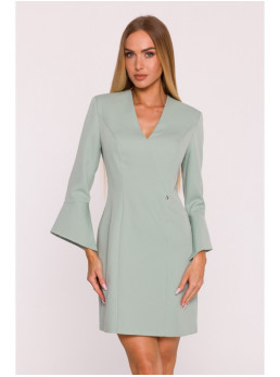 M876 Sukarpyta suknelė su plačiais rankogaliais - mėtinė
