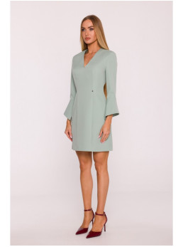 M876 Sukarpyta suknelė su plačiais rankogaliais - mėtinė