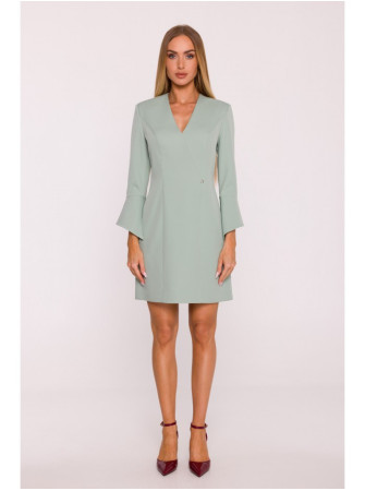 M876 Sukarpyta suknelė su plačiais rankogaliais - mėtinė