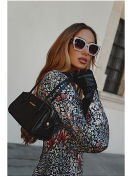 M877 Raštuota suknelė su plačiais rankogaliais - 1 modelis - spalva