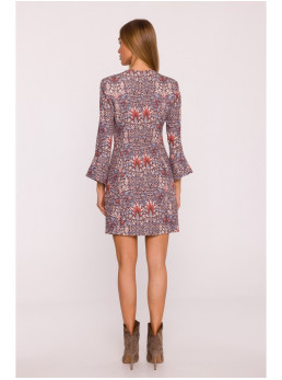 M877 Raštuota suknelė su plačiais rankogaliais - modelis 2 - spalva