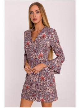 M877 Raštuota suknelė su plačiais rankogaliais - modelis 2 - spalva