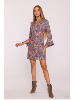 M877 Raštuota suknelė su plačiais rankogaliais - modelis 2 - spalva