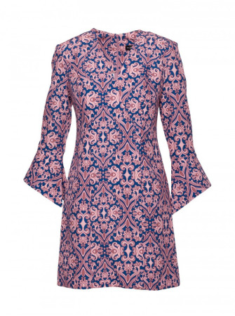 M877 Raštuota suknelė su plačiais rankogaliais - 3 modelis - spalva