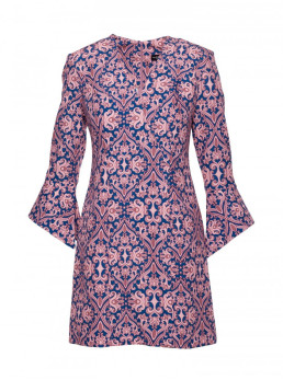 M877 Raštuota suknelė su plačiais rankogaliais - 3 modelis - spalva