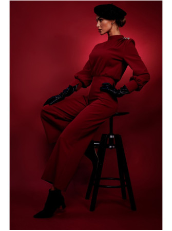 M879 Marškinėlių tipo kombinezonas su stačia apykakle - kaštoninė