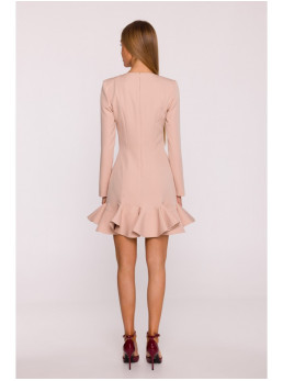 M880 Smėlio spalvos suknelė su raukiniais - smėlio