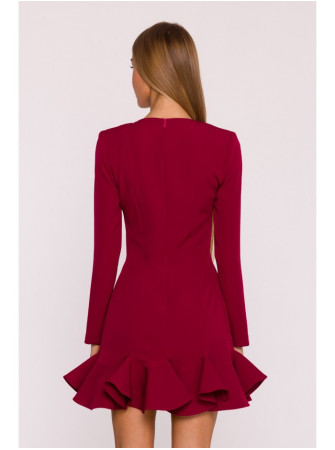 M880 Siauromis klostėmis dekoruota suknelė - kaštoninė