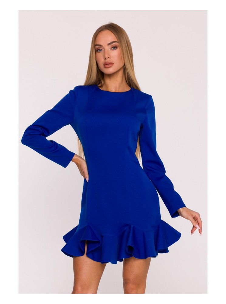 M880 Siauromis klostėmis dekoruota suknelė - karališka mėlyna