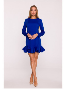 M880 Siauromis klostėmis dekoruota suknelė - karališka mėlyna