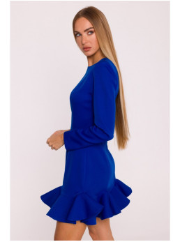 M880 Siauromis klostėmis dekoruota suknelė - karališka mėlyna