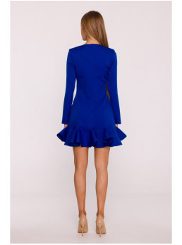 M880 Siauromis klostėmis dekoruota suknelė - karališka mėlyna