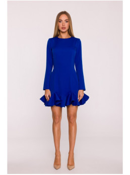 M880 Siauromis klostėmis dekoruota suknelė - karališka mėlyna