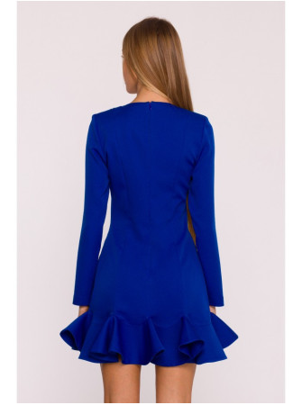 M880 Siauromis klostėmis dekoruota suknelė - karališka mėlyna