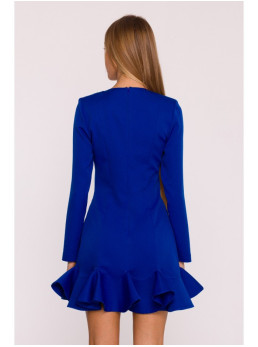 M880 Siauromis klostėmis dekoruota suknelė - karališka mėlyna