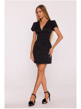 M882 Žakardinė mini suknelė - juoda