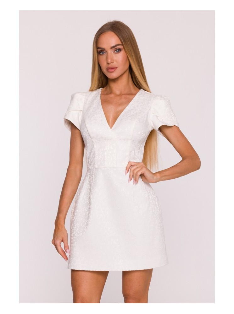M882 Žakardinė mini suknelė - kreminė