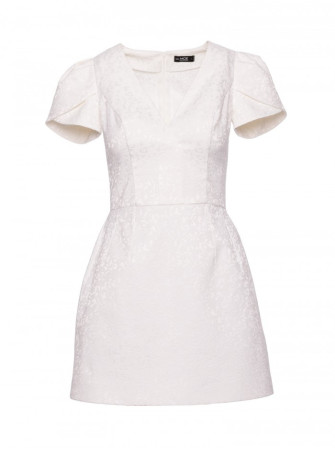 M882 Žakardinė mini suknelė - kreminė