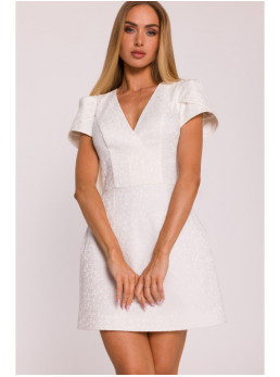M882 Žakardinė mini suknelė - kreminė