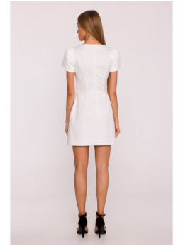 M882 Žakardinė mini suknelė - kreminė