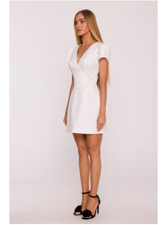 M882 Žakardinė mini suknelė - kreminė
