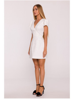 M882 Žakardinė mini suknelė - kreminė