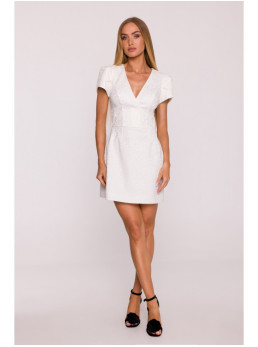 M882 Žakardinė mini suknelė - kreminė