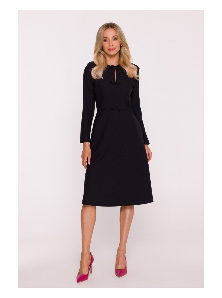 S413 Sukinės suknelė su kaspinėliais - juoda