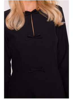 S413 Sukinės suknelė su kaspinėliais - juoda