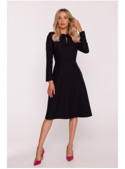 S413 Sukinės suknelė su kaspinėliais - juoda