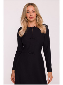 S413 Sukinės suknelė su kaspinėliais - juoda