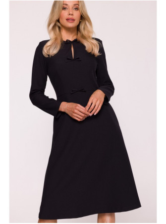 S413 Sukinės suknelė su kaspinėliais - juoda