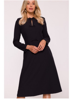 S413 Sukinė suknelė su kaspinėliais - juoda