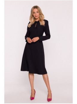 S413 Sukinė suknelė su kaspinėliais - juoda