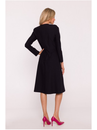 S413 Sukinės suknelė su kaspinėliais - juoda