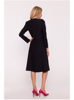 S413 Sukinės suknelė su kaspinėliais - juoda