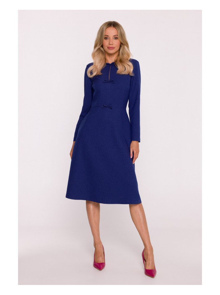 S413 Midi suknelė su kaspinėliais - mėlyna