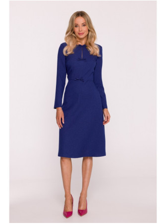 S413 Midi suknelė su kaspinėliais - mėlyna