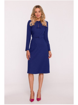 S413 Laisvo silueto suknelė su kaspinėliais - mėlyna