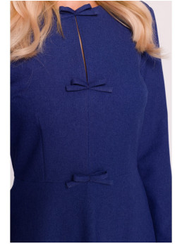 S413 Laisvo silueto suknelė su kaspinėliais - mėlyna