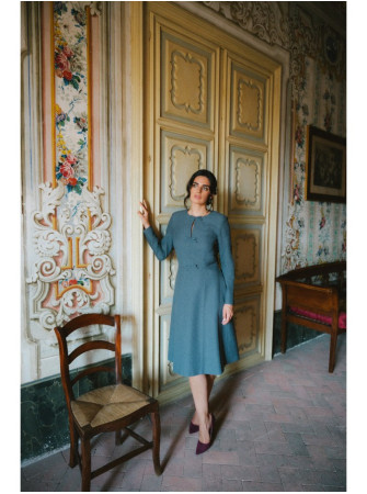 S413 Laisvo silueto suknelė su kaspinėliais - pilka