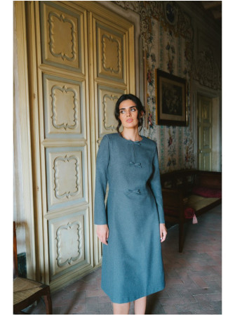 S413 Laisvo silueto suknelė su kaspinėliais - pilka