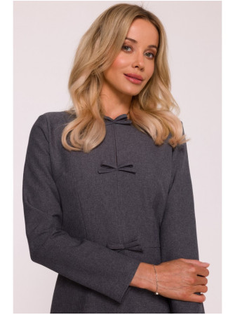 S413 Laisvo silueto suknelė su kaspinėliais - pilka