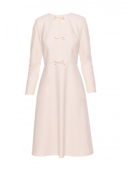 S414 Laisvo silueto suknelė su kaspinėliais - dramblio kaulo