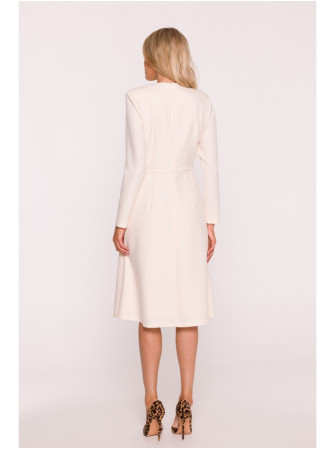 S414 Laisvo silueto suknelė su kaspinėliais - dramblio kaulo