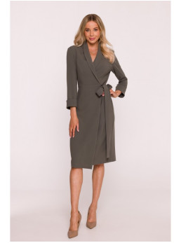 S415 Marškininė suknelė su juosmens dirželiu - chaki